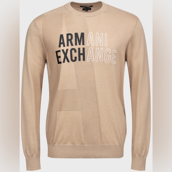 Armani Exchange Pullover Tan Black white sweatshirt - Picture 1 of 3